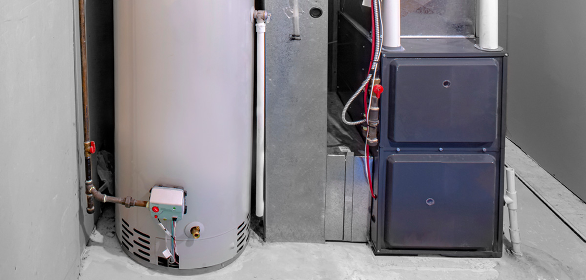 furnace in a home basement